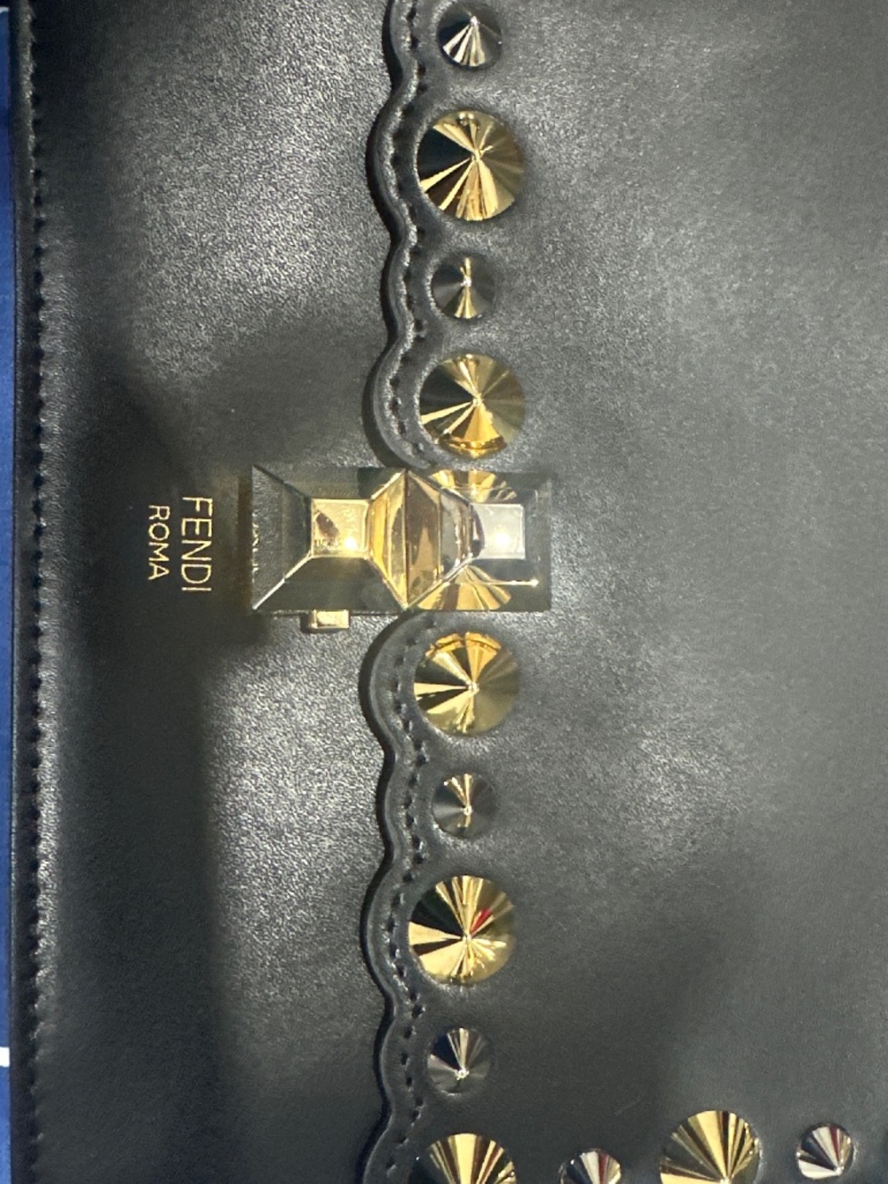 Fendi Black Leather Studded Shoulder Bag